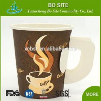 2016 New design kraft coated coffee paper cups with handle