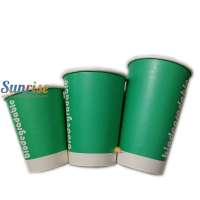 8 oz 12 oz 16 oz Bio-degradable green color  PLA  single wall paper cup with customized