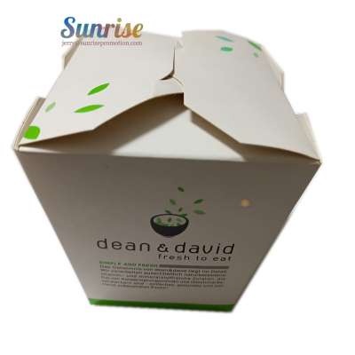 Eco-friendly food grade white  High quality kraft paper portable lunch box with handle