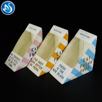 Custom triangular shape kraft paper sandwich food packaging container box